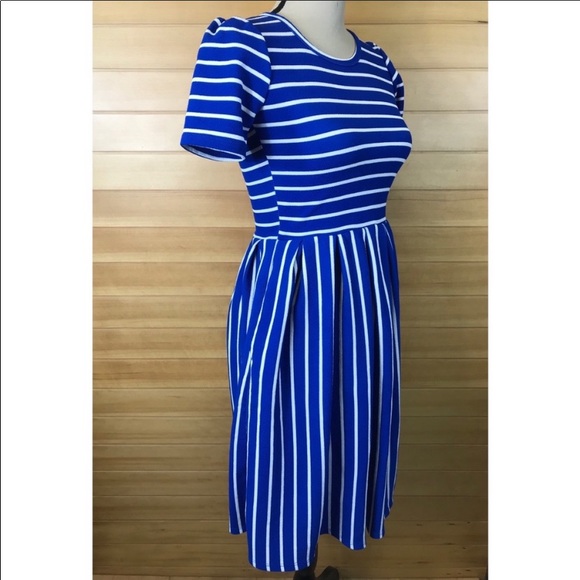 Lularoe Amelia xs blue stripe dress - Picture 7 of 8